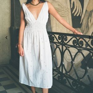 Ciao Lucia White Sleeveless Plunge Midi Dress